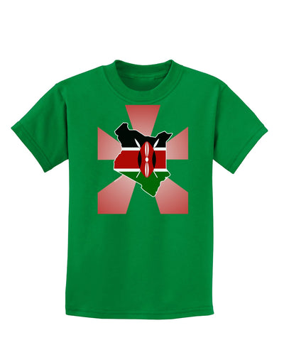 Kenya Flag Design Childrens Dark T-Shirt-Childrens T-Shirt-TooLoud-Kelly-Green-X-Small-Davson Sales