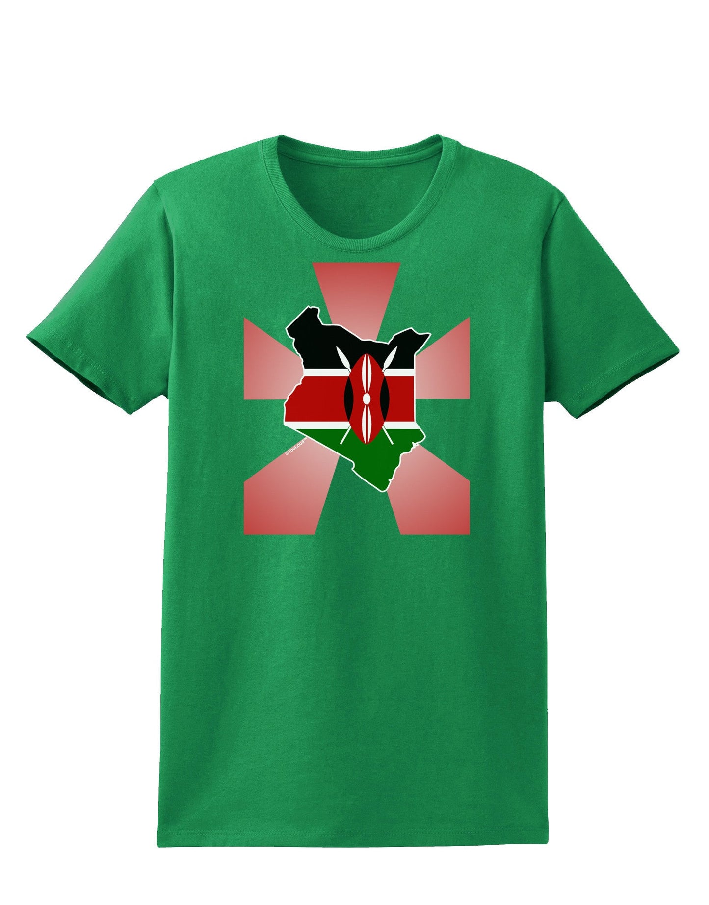 Kenya Flag Design Womens Dark T-Shirt-TooLoud-Kelly-Green-X-Small-Davson Sales
