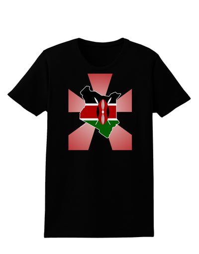 Kenya Flag Design Womens Dark T-Shirt-TooLoud-Black-X-Small-Davson Sales