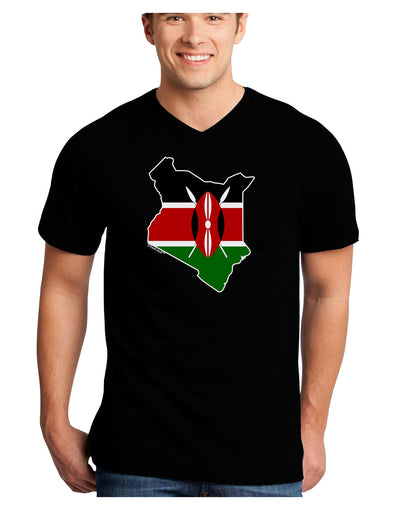 Kenya Flag Silhouette Adult Dark V-Neck T-Shirt-TooLoud-Black-Small-Davson Sales