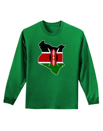 Kenya Flag Silhouette Adult Long Sleeve Dark T-Shirt-TooLoud-Kelly-Green-Small-Davson Sales