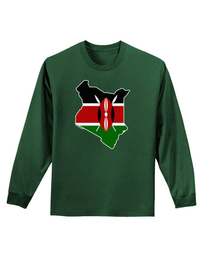 Kenya Flag Silhouette Adult Long Sleeve Dark T-Shirt-TooLoud-Dark-Green-Small-Davson Sales