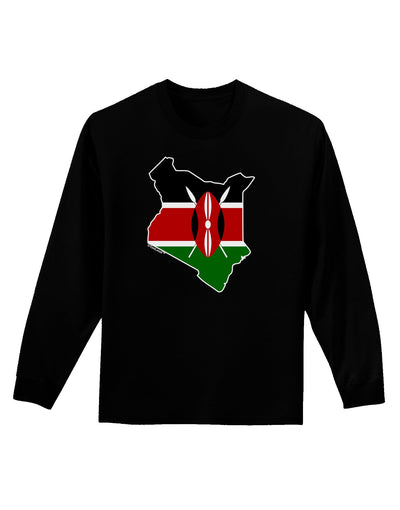 Kenya Flag Silhouette Adult Long Sleeve Dark T-Shirt-TooLoud-Black-Small-Davson Sales