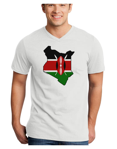 Kenya Flag Silhouette Adult V-Neck T-shirt-Mens V-Neck T-Shirt-TooLoud-White-Small-Davson Sales