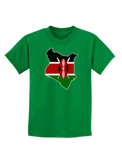 Kenya Flag Silhouette Childrens Dark T-Shirt-Childrens T-Shirt-TooLoud-Kelly-Green-X-Small-Davson Sales