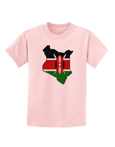 Kenya Flag Silhouette Childrens T-Shirt-Childrens T-Shirt-TooLoud-PalePink-X-Small-Davson Sales