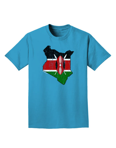 Kenya Flag Silhouette Distressed Adult Dark T-Shirt-Mens T-Shirt-TooLoud-Turquoise-Small-Davson Sales