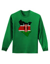 Kenya Flag Silhouette Distressed Adult Long Sleeve Dark T-Shirt-TooLoud-Kelly-Green-Small-Davson Sales