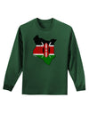 Kenya Flag Silhouette Distressed Adult Long Sleeve Dark T-Shirt-TooLoud-Dark-Green-Small-Davson Sales