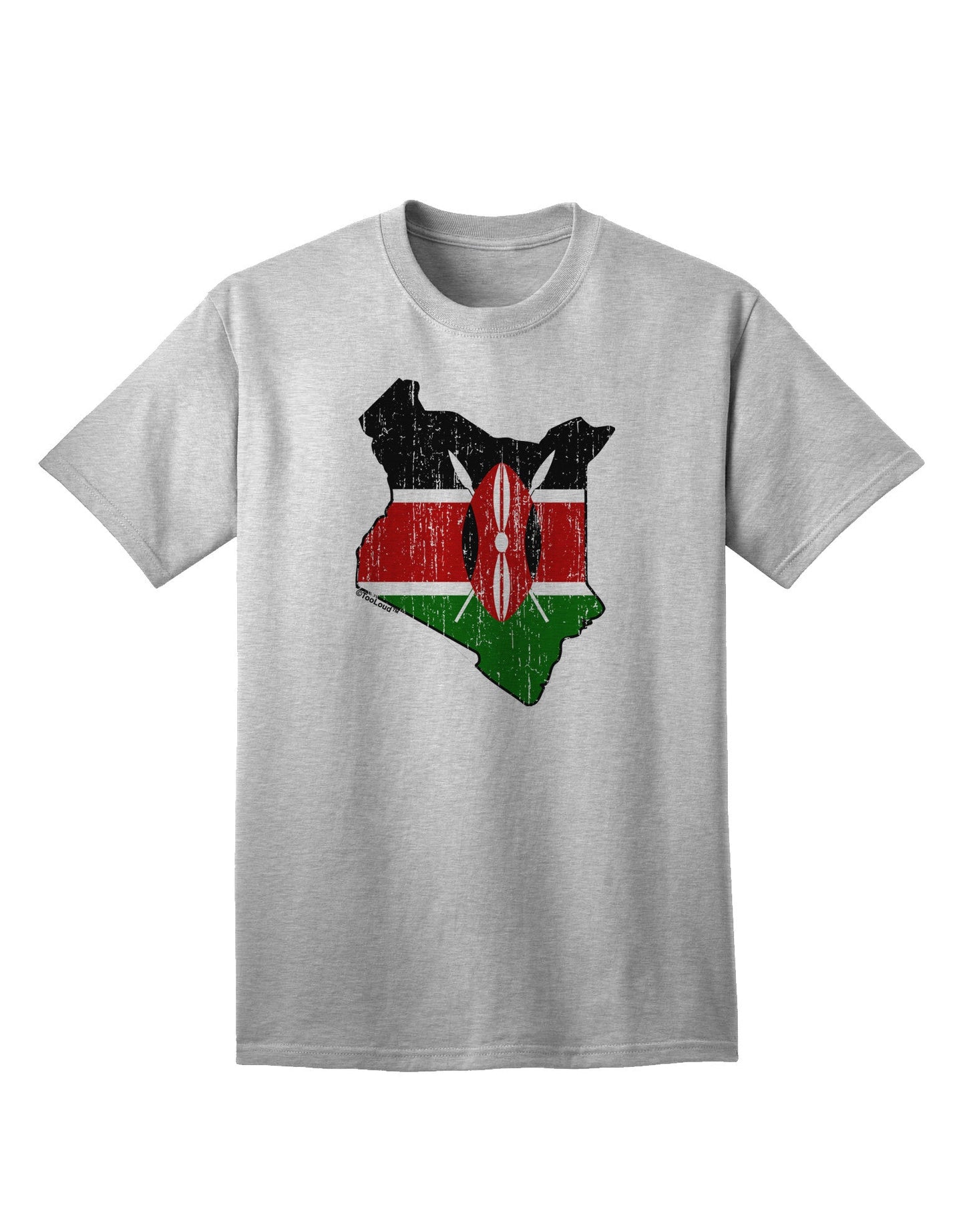 Kenya Flag Silhouette Distressed Adult T-Shirt-Mens T-Shirt-TooLoud-AshGray-Small-Davson Sales