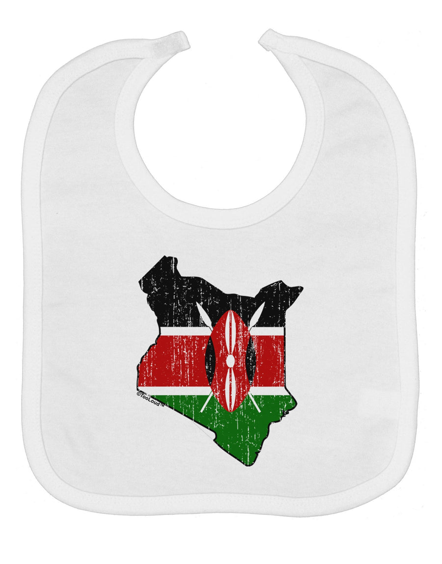 Kenya Flag Silhouette Distressed Baby Bib