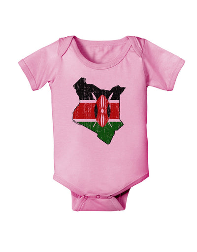 Kenya Flag Silhouette Distressed Baby Romper Bodysuit-Baby Romper-TooLoud-Pink-06-Months-Davson Sales