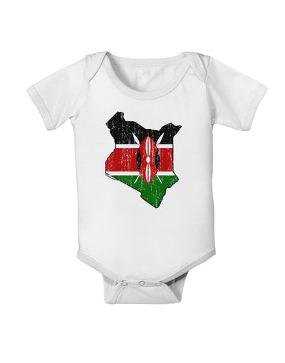 Kenya Flag Silhouette Distressed Baby Romper Bodysuit-Baby Romper-TooLoud-White-06-Months-Davson Sales