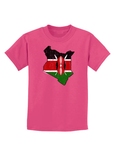 Kenya Flag Silhouette Distressed Childrens Dark T-Shirt-Childrens T-Shirt-TooLoud-Sangria-X-Small-Davson Sales