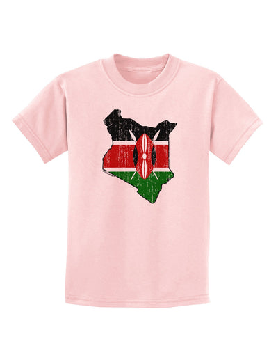 Kenya Flag Silhouette Distressed Childrens T-Shirt-Childrens T-Shirt-TooLoud-PalePink-X-Small-Davson Sales