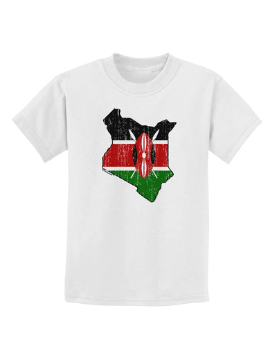 Kenya Flag Silhouette Distressed Childrens T-Shirt-Childrens T-Shirt-TooLoud-White-X-Small-Davson Sales