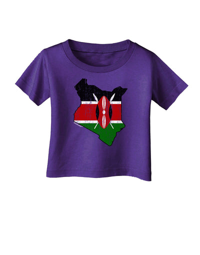 Kenya Flag Silhouette Distressed Infant T-Shirt Dark-Infant T-Shirt-TooLoud-Purple-06-Months-Davson Sales