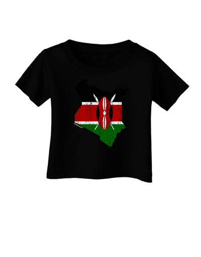 Kenya Flag Silhouette Distressed Infant T-Shirt Dark-Infant T-Shirt-TooLoud-Black-06-Months-Davson Sales