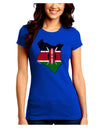 Kenya Flag Silhouette Distressed Juniors Petite Crew Dark T-Shirt-T-Shirts Juniors Tops-TooLoud-Royal-Blue-Juniors Fitted Small-Davson Sales