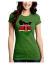 Kenya Flag Silhouette Distressed Juniors Petite Crew Dark T-Shirt-T-Shirts Juniors Tops-TooLoud-Kiwi-Green-Juniors Fitted Small-Davson Sales