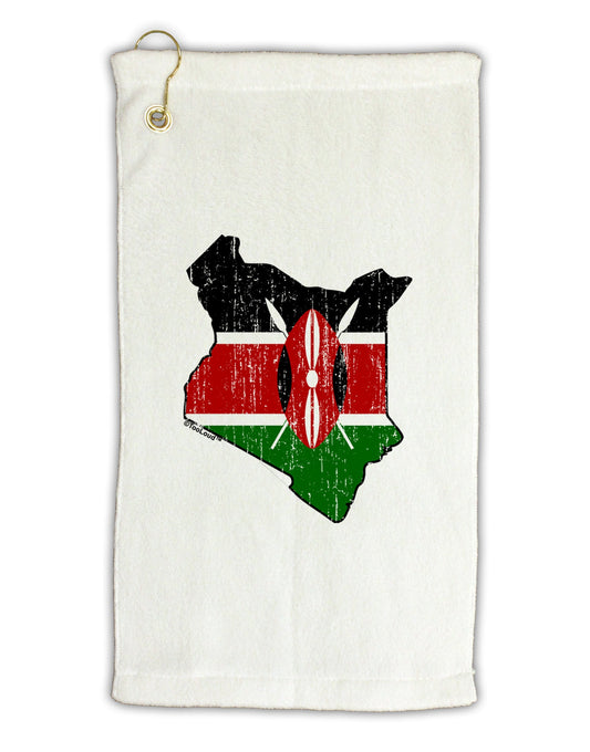 Kenya Flag Silhouette Distressed Micro Terry Gromet Golf Towel 11"x19-Golf Towel-TooLoud-White-Davson Sales