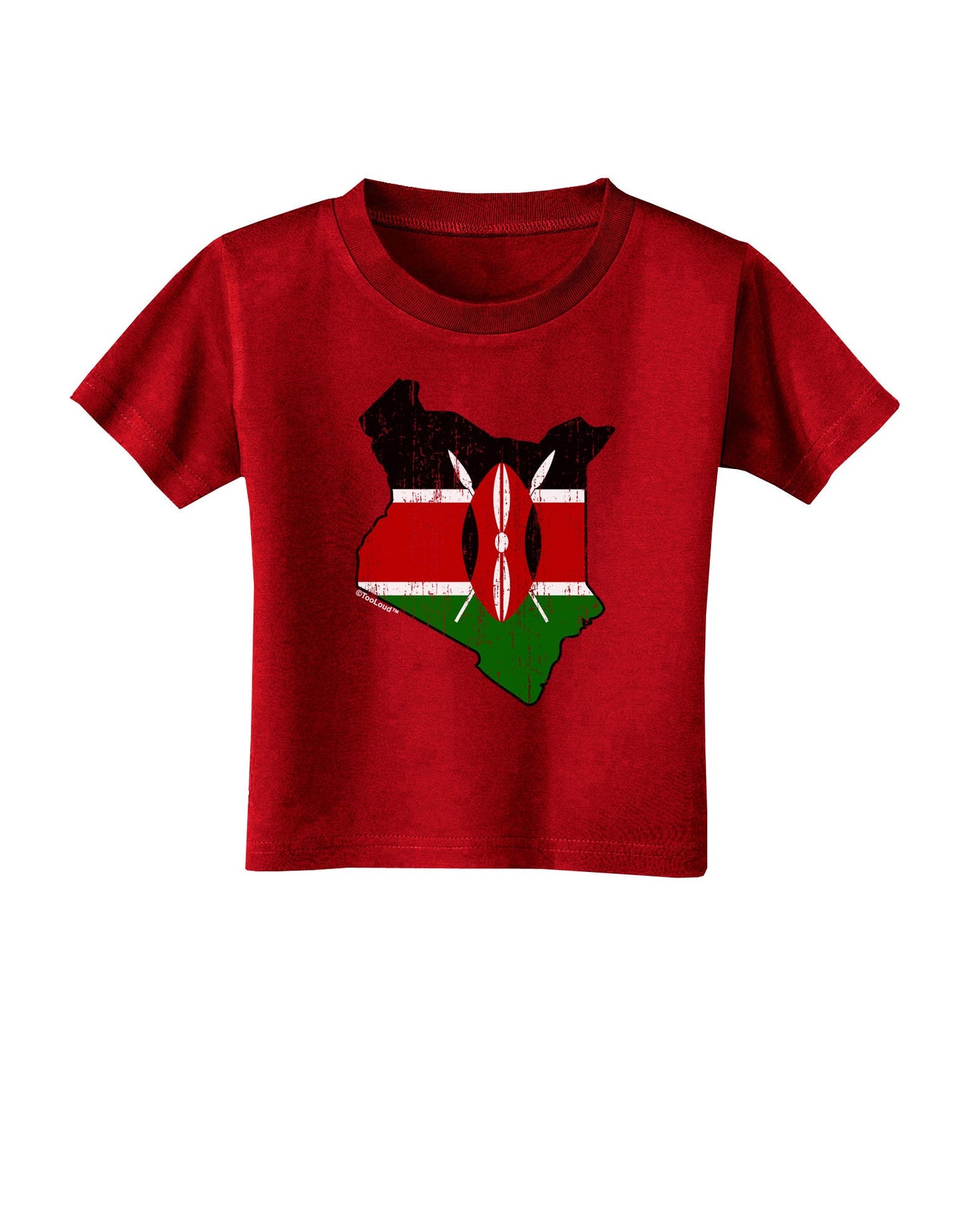 Kenya Flag Silhouette Distressed Toddler T-Shirt Dark-Toddler T-Shirt-TooLoud-Red-2T-Davson Sales