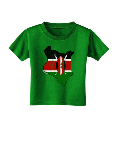 Kenya Flag Silhouette Distressed Toddler T-Shirt Dark-Toddler T-Shirt-TooLoud-Clover-Green-2T-Davson Sales