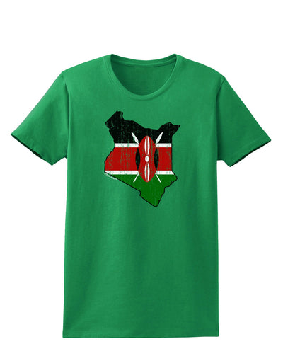 Kenya Flag Silhouette Distressed Womens Dark T-Shirt-TooLoud-Kelly-Green-X-Small-Davson Sales