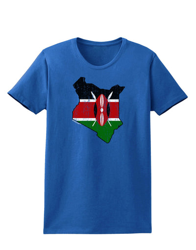 Kenya Flag Silhouette Distressed Womens Dark T-Shirt-TooLoud-Royal-Blue-X-Small-Davson Sales