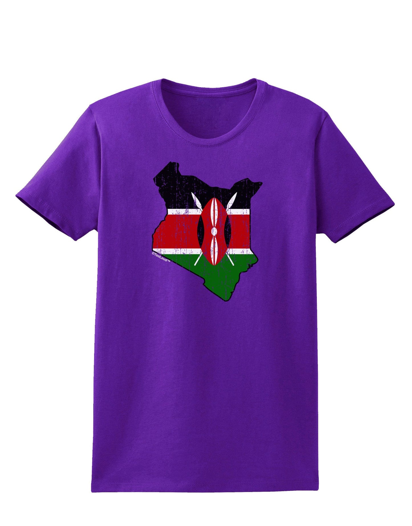 Kenya Flag Silhouette Distressed Womens Dark T-Shirt-TooLoud-Purple-X-Small-Davson Sales