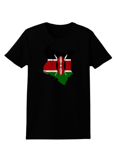 Kenya Flag Silhouette Distressed Womens Dark T-Shirt-TooLoud-Black-X-Small-Davson Sales