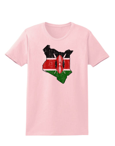 Kenya Flag Silhouette Distressed Womens T-Shirt-Womens T-Shirt-TooLoud-PalePink-X-Small-Davson Sales