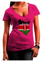 Kenya Flag Silhouette Distressed Womens V-Neck Dark T-Shirt-Womens V-Neck T-Shirts-TooLoud-Hot-Pink-Juniors Fitted Small-Davson Sales