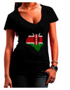 Kenya Flag Silhouette Distressed Womens V-Neck Dark T-Shirt-Womens V-Neck T-Shirts-TooLoud-Black-Juniors Fitted Small-Davson Sales