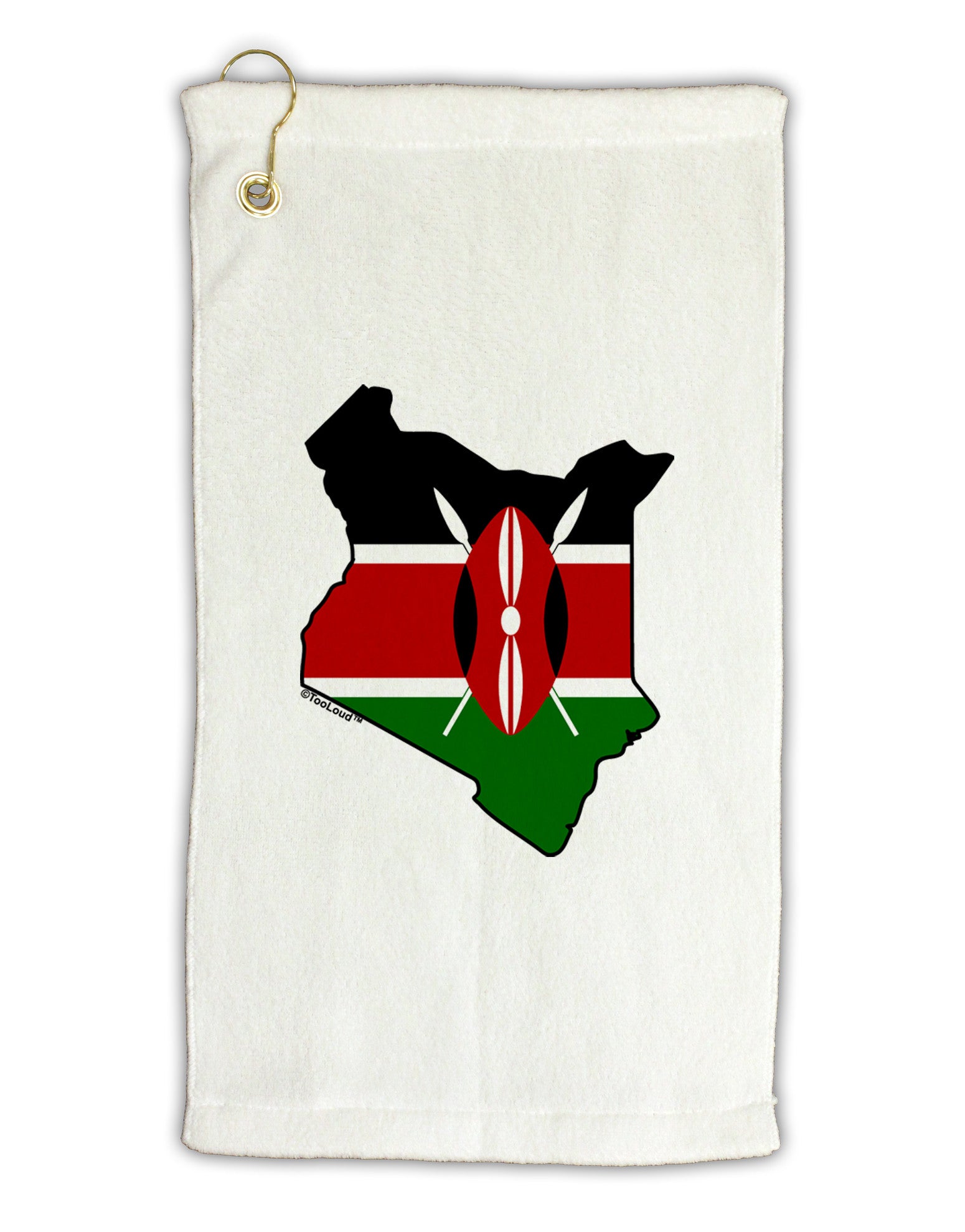 Kenya Flag Silhouette Micro Terry Gromet Golf Towel 11"x19-Golf Towel-TooLoud-White-Davson Sales