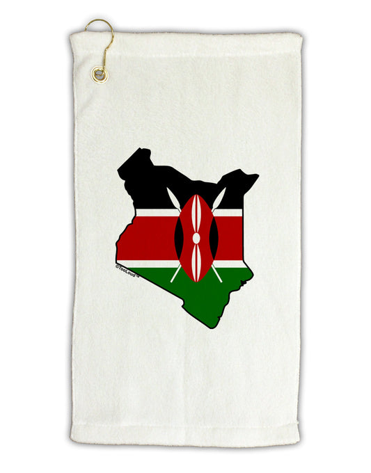 Kenya Flag Silhouette Micro Terry Gromet Golf Towel 11"x19-Golf Towel-TooLoud-White-Davson Sales