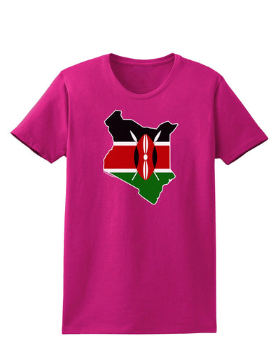 Kenya Flag Silhouette Womens Dark T-Shirt-TooLoud-Hot-Pink-Small-Davson Sales