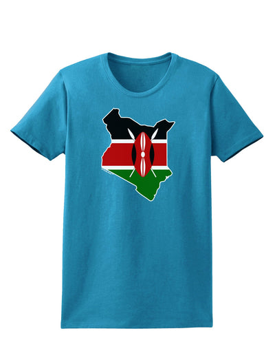 Kenya Flag Silhouette Womens Dark T-Shirt-TooLoud-Turquoise-X-Small-Davson Sales