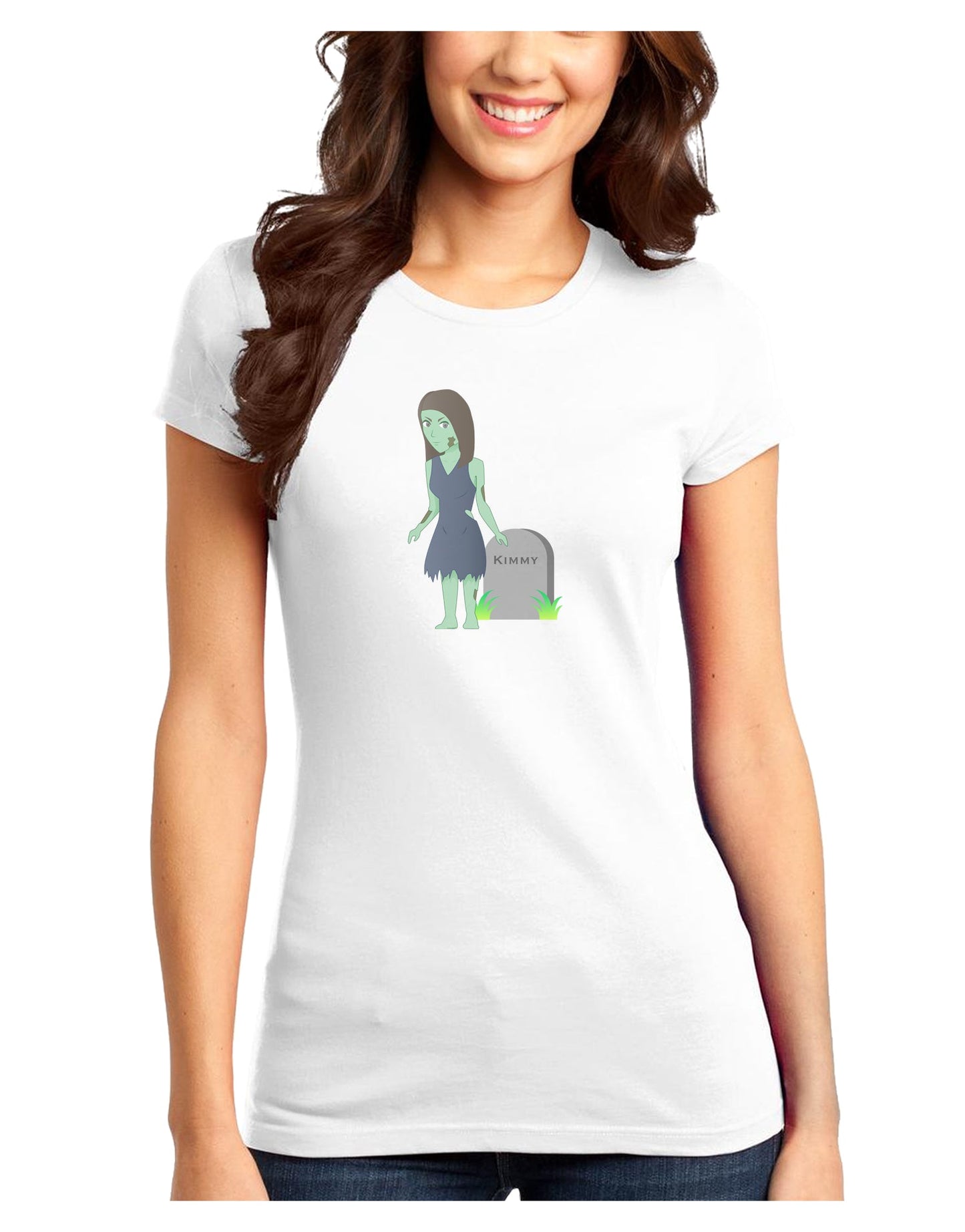 Kimmy the Zombie Girl Juniors T-Shirt-Womens Juniors T-Shirt-TooLoud-White-Juniors Fitted XS-Davson Sales