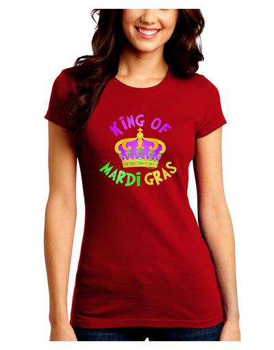 King Of Mardi Gras Juniors Petite Crew Dark T-Shirt-T-Shirts Juniors Tops-TooLoud-Red-Juniors Fitted Small-Davson Sales