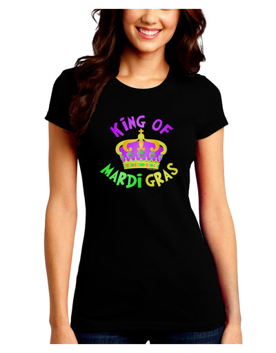 King Of Mardi Gras Juniors Petite Crew Dark T-Shirt-T-Shirts Juniors Tops-TooLoud-Black-Juniors Fitted Small-Davson Sales