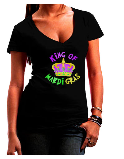 King Of Mardi Gras Womens V-Neck Dark T-Shirt-Womens V-Neck T-Shirts-TooLoud-Black-Juniors Fitted Small-Davson Sales