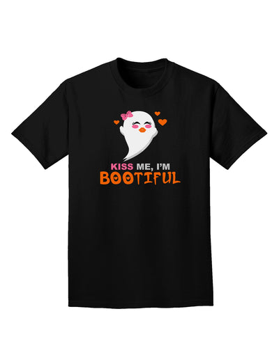 Kiss Me BOOtiful Ghost Orange Adult Dark T-Shirt-Mens T-Shirt-TooLoud-Black-Small-Davson Sales