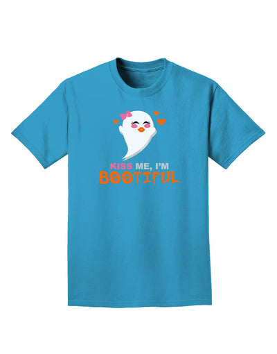 Kiss Me BOOtiful Ghost Orange Adult Dark T-Shirt-Mens T-Shirt-TooLoud-Turquoise-Small-Davson Sales