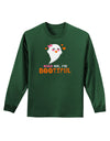 Kiss Me BOOtiful Ghost Orange Adult Long Sleeve Dark T-Shirt-TooLoud-Dark-Green-Small-Davson Sales