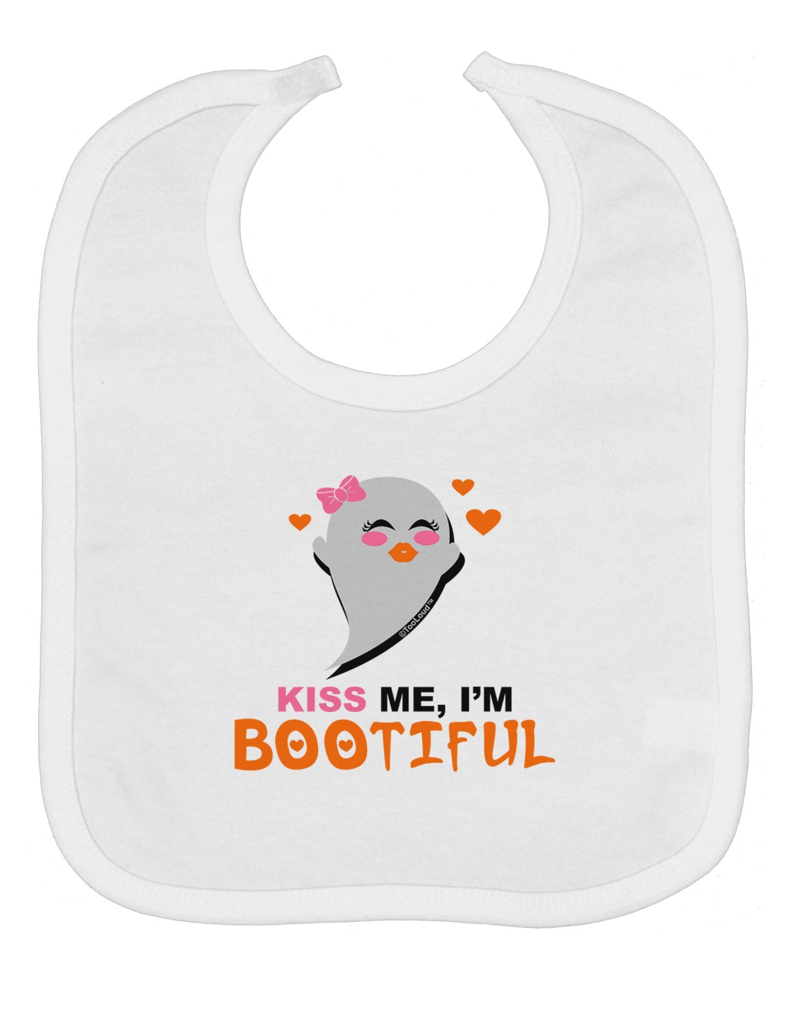 Kiss Me BOOtiful Ghost Orange Baby Bib