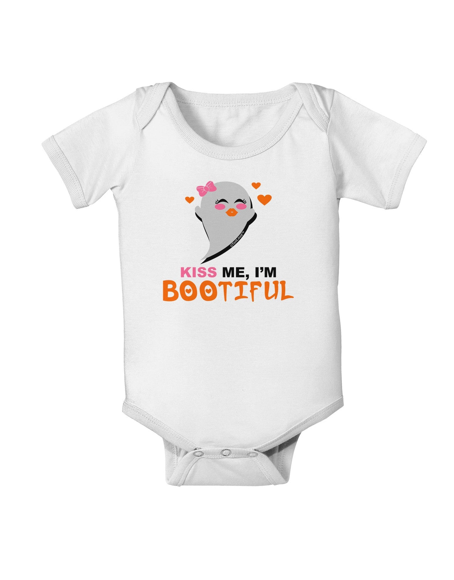 Kiss Me BOOtiful Ghost Orange Baby Romper Bodysuit-Baby Romper-TooLoud-White-06-Months-Davson Sales