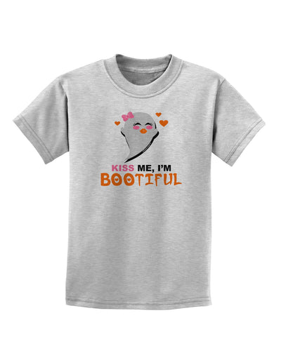 Kiss Me BOOtiful Ghost Orange Childrens T-Shirt-Childrens T-Shirt-TooLoud-AshGray-X-Small-Davson Sales