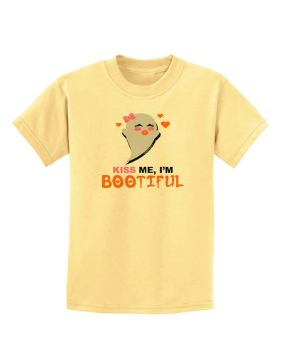 Kiss Me BOOtiful Ghost Orange Childrens T-Shirt-Childrens T-Shirt-TooLoud-Daffodil-Yellow-X-Small-Davson Sales