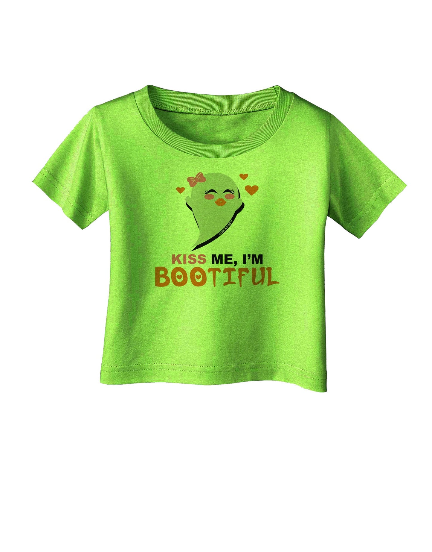 Kiss Me BOOtiful Ghost Orange Infant T-Shirt-Infant T-Shirt-TooLoud-Lime-Green-06-Months-Davson Sales